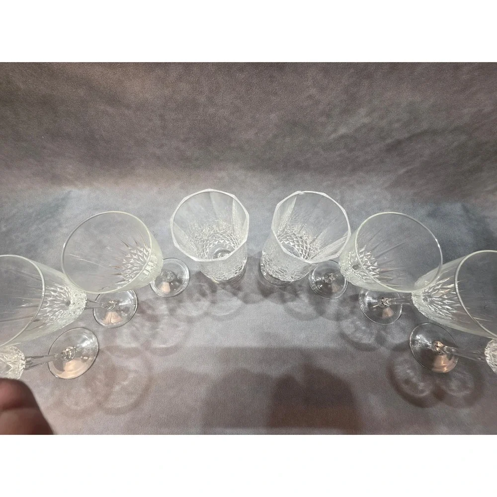 Vintage Cut Crystal Stemware Set 8 Pieces Wine Goblets and Footed Tumblers Clear